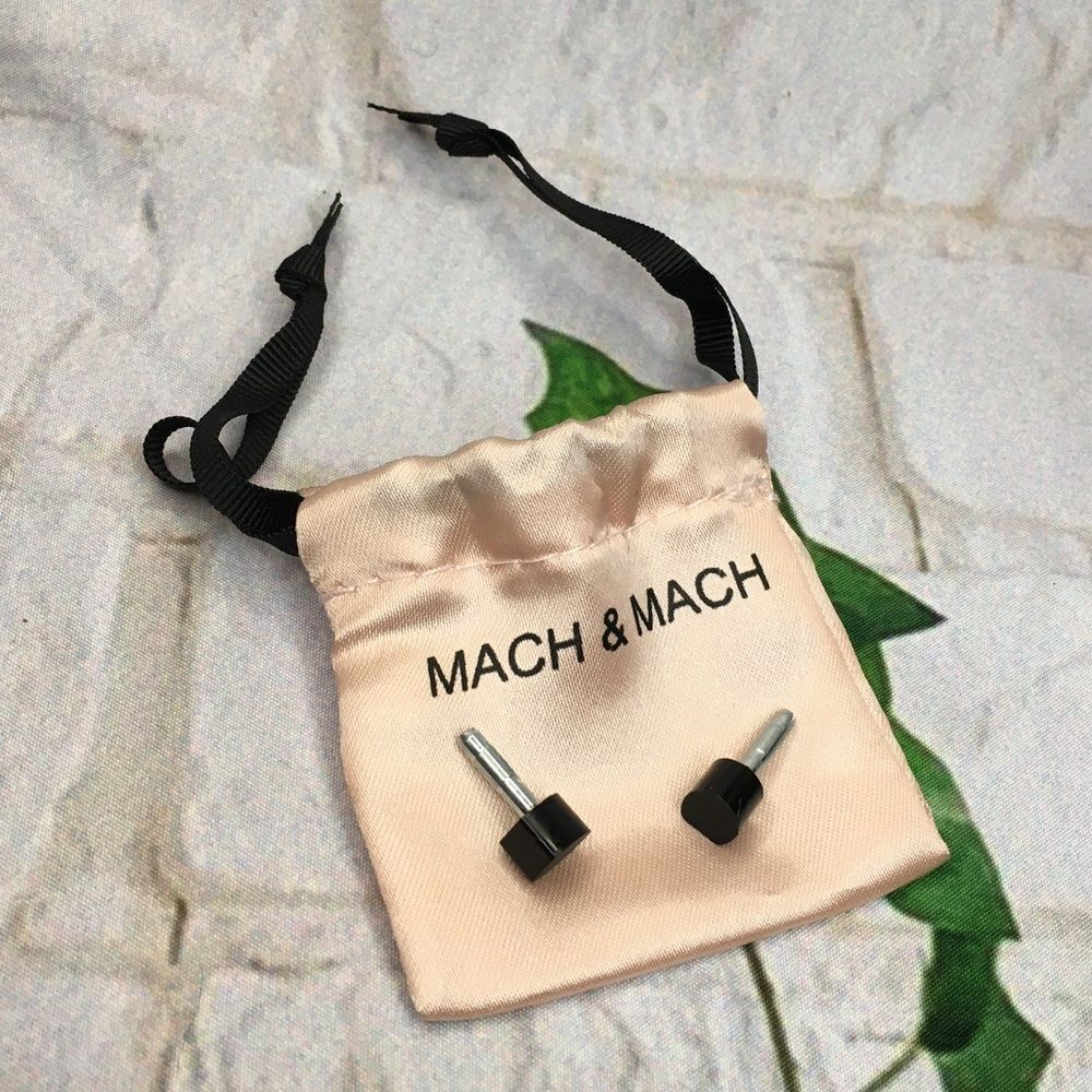 Mack & Mach mini pink satin drawstring dustbag AND black heel taps 2.5” x 2.5”